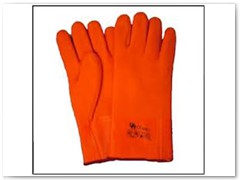 PVC Orange freezer gloves - open cuff
